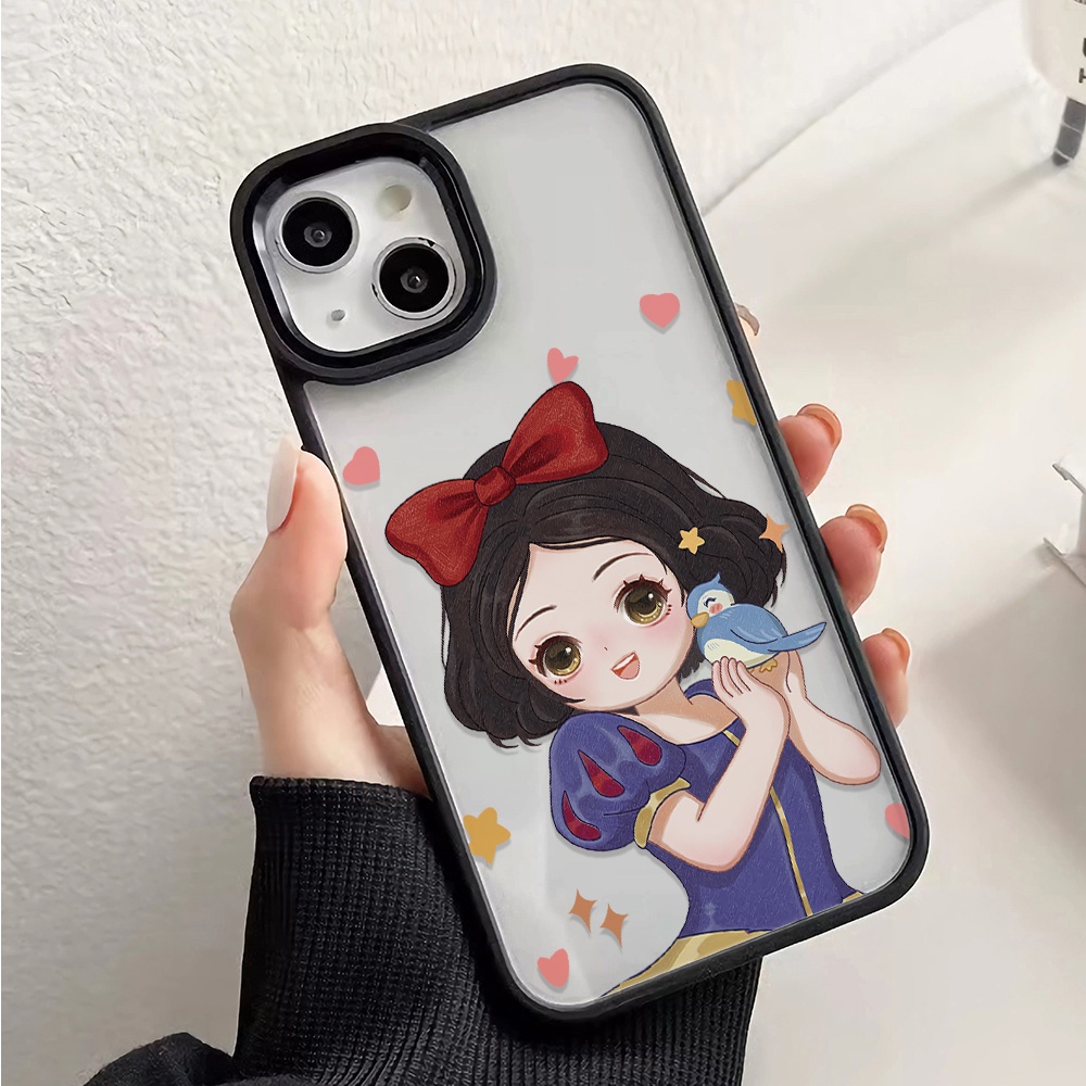 Ốp Điện Thoại Nhựa Acrylic Cứng Trong Suốt Hình Công Chúa Và Chim Cho iphone 14 pro Max 11 13 12 7Plus 8 X XS Max