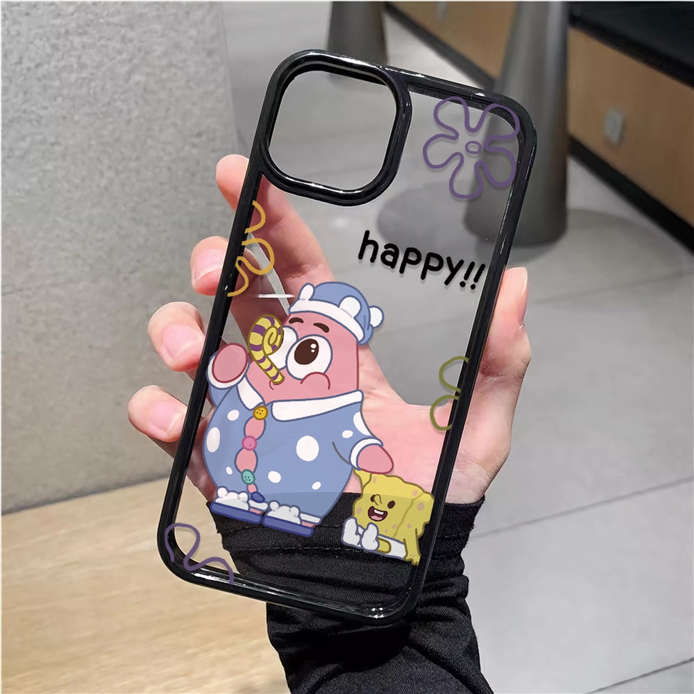 Ốp Điện Thoại Nhựa Acrylic Cứng Trong Suốt Hình SpongeBob Cho iphone 14 pro Max 11 13 12 7Plus 8 X XS Max