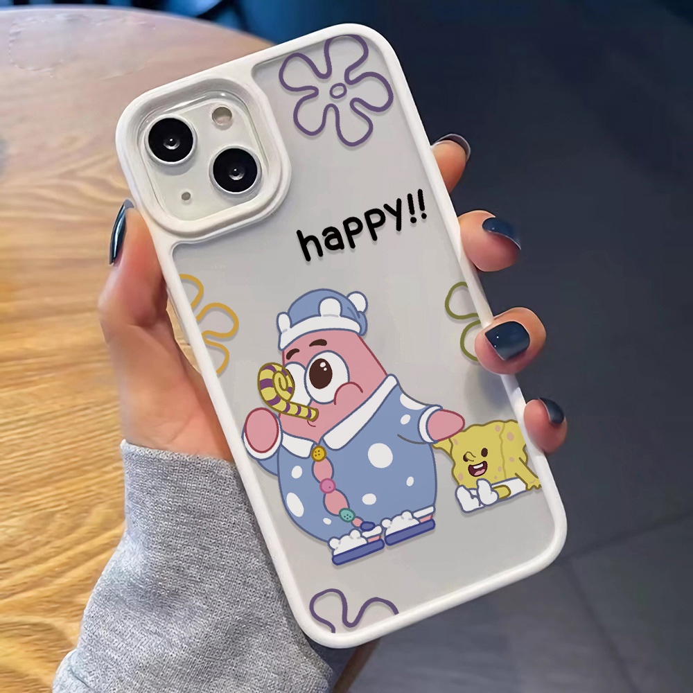 Ốp Điện Thoại Nhựa Acrylic Cứng Trong Suốt Hình SpongeBob Cho iphone 14 pro Max 11 13 12 7Plus 8 X XS Max