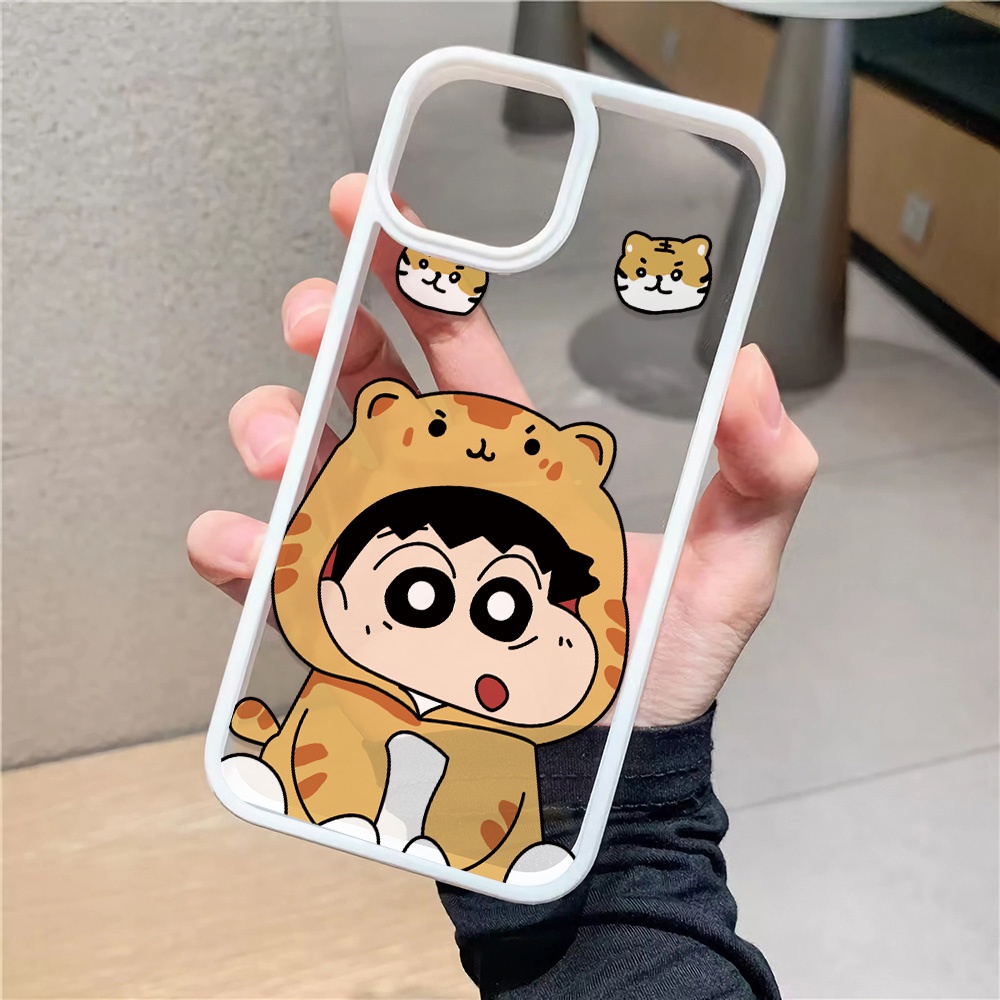 Ốp Điện Thoại Nhựa Acrylic Cứng Trong Suốt Hình Cậu Bé Bút Chì Cho iphone 14 pro Max 11 13 12 7Plus 8 X XS Max