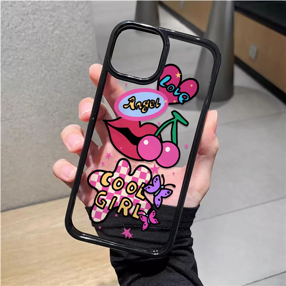 Ốp Điện Thoại Nhựa Acrylic Cứng Trong Suốt Hình Môi cherry Cho iphone 14 pro Max 11 13 12 7Plus 8 X XS Max