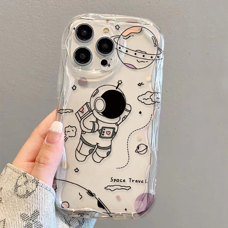 Ốp Điện Thoại Mềm Trong Suốt Họa Tiết Phi Hành Gia Bay Cho iphone 14 pro Max 11 13 12 7Plus 8 X XS Max