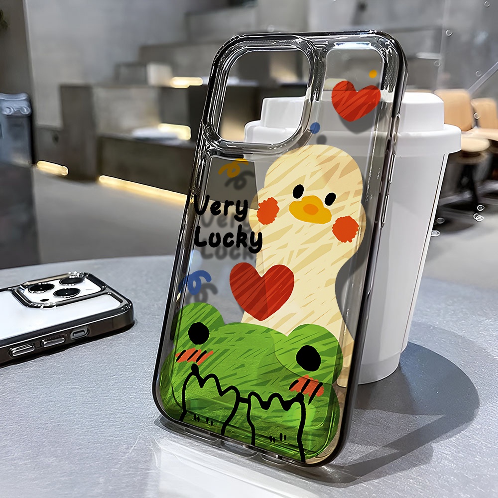 Ốp Điện Thoại Trong Suốt In Hình Vịt May Mắn Cho iphone 14 pro max 11 13 12 7 8 Plus X XR XSMax