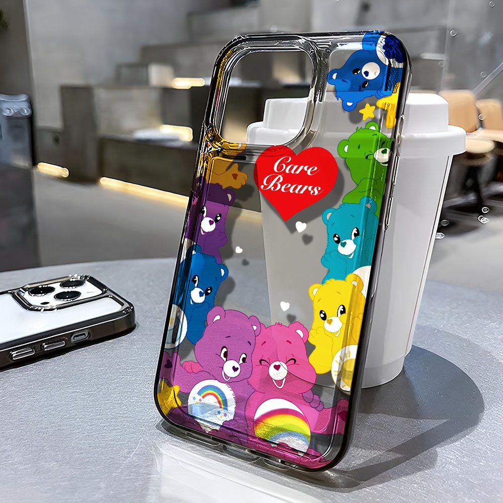 Ốp Điện Thoại Trong Suốt In Hình Gấu Cầu Vồng Hoạt Hình Cho iphone 14 pro max 11 13 12 7 8 Plus X XR XSMax
