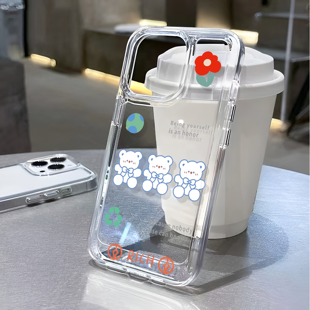 Ốp Điện Thoại Trong Suốt In Hình Gấu Hoạt Hình Cho iphone 14 pro max 11 13 12 7 8 Plus X XR XSMax