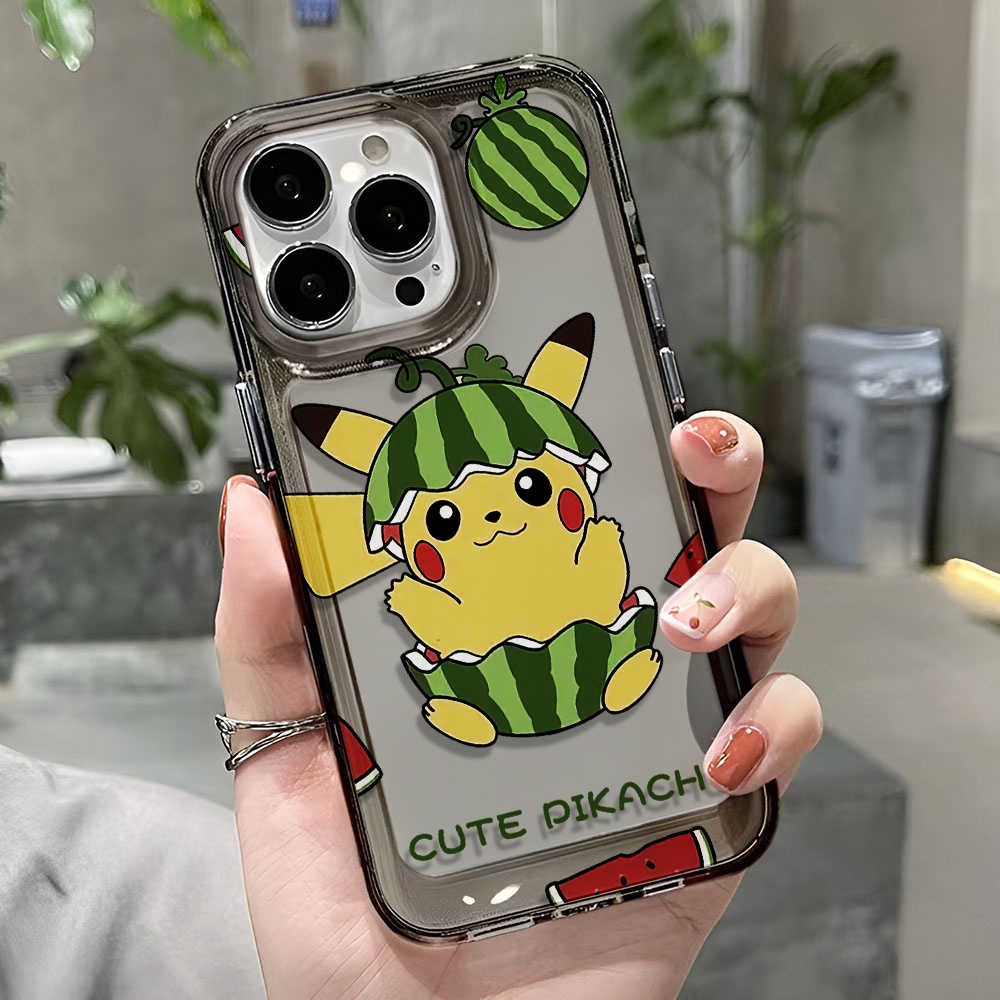 Ốp Điện Thoại Trong Suốt Họa Tiết Dưa Hấu / Pikachu Dễ Thương Cho iphone 14 pro max 11 13 12 7 8 Plus X XR XSMax
