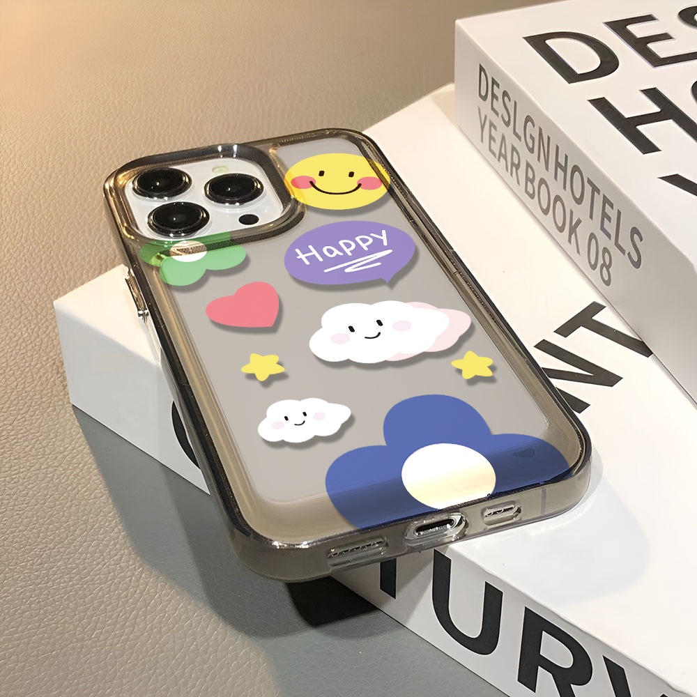 Ốp Điện Thoại Trong Suốt In Hình Đám Mây Mặt Cười Cho iphone 14 pro max 11 13 12 7 8 Plus X XR XSMax