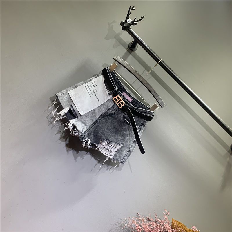 [Hàng Có Sẵn Giao Hàng Nhanh] Quần Short Denim Rách Dáng Chữ A Lưng Cao Ống Rộng Mùa Hè Dễ Phối Đồ Cho Nữ