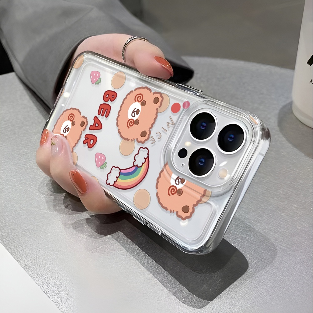 Ốp Điện Thoại Trong Suốt Chống Sốc In Hình Gấu Cầu Vồng Cho iphone 14 pro max 11 13 12 7 8 Plus X XR XSMax