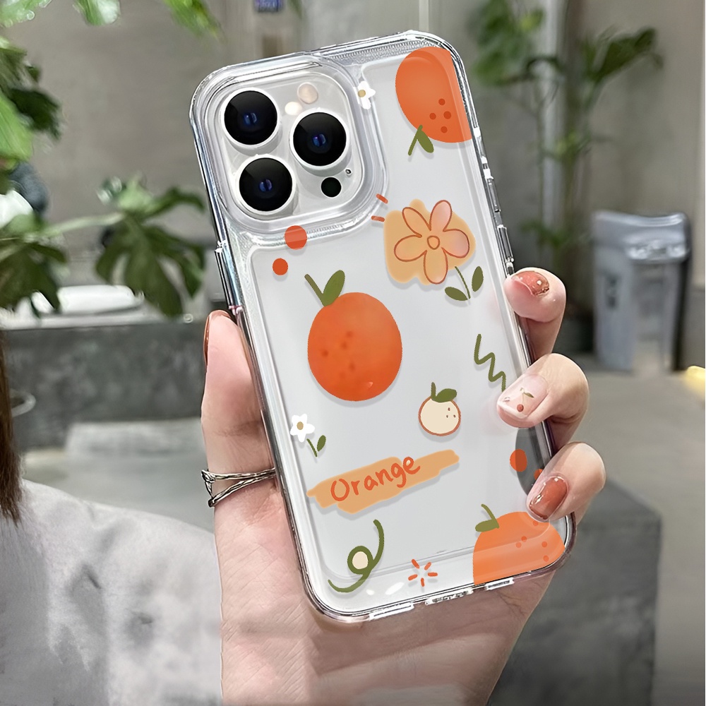 Ốp Điện Thoại Trong Suốt Chống Sốc In Hình Hoa Quả Cam Cho iphone 14 pro max 11 13 12 7 8 Plus X XR XSMax