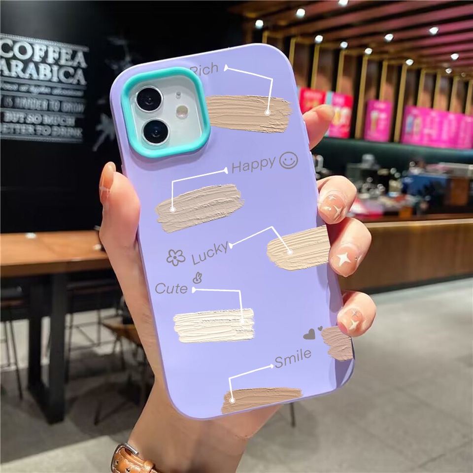 Ốp Điện Thoại silicon Dẻo Màu Nước in Chữ lucky 3 Trong 1 Cho iPhone 14Promax 13 12 11 7Plus X XR