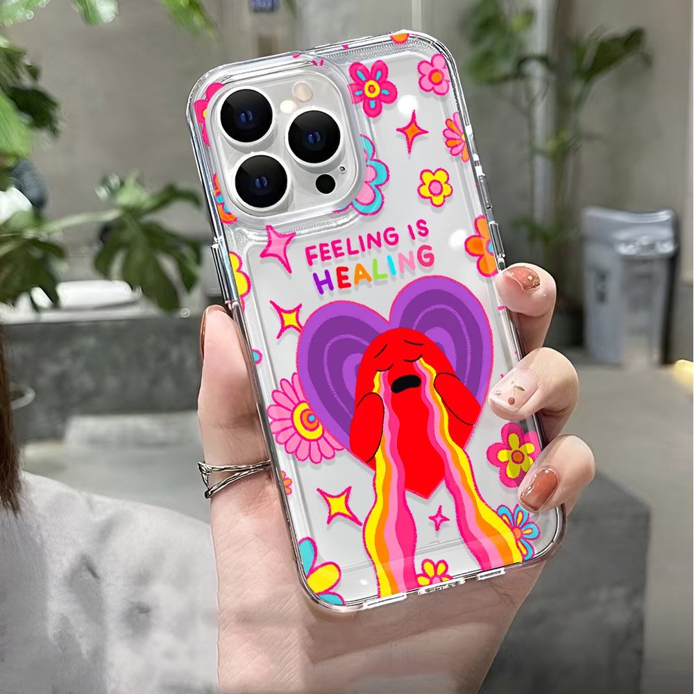 Ốp Điện Thoại Trong Suốt Chống Sốc Họa Tiết Trái Tim Cho iphone 14 pro max 11 13 12 7 8 Plus X XR XSMax