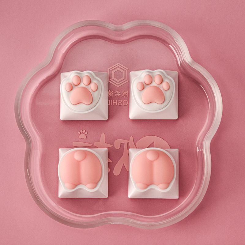 Osid keycap Bàn Phím Cơ Bằng Silicon Mềm Đàn Hồi Hình Bàn Chân Mèo Màu Hồng Dễ Thương Silicon Mềm Mại 7.14