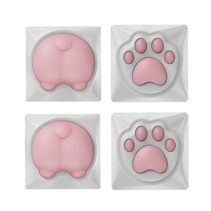 Osid keycap Bàn Phím Cơ Bằng Silicon Mềm Đàn Hồi Hình Bàn Chân Mèo Màu Hồng Dễ Thương Silicon Mềm Mại 7.14
