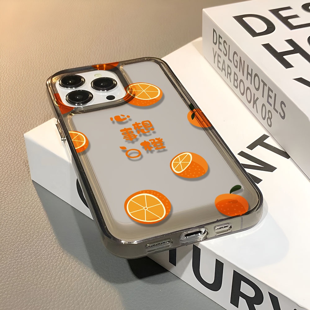 Ốp Điện Thoại Trong Suốt Họa Tiết Trái Cam May Mắn Chống Sốc Cho iphone 14 pro max 11 13 12 7 8 Plus X XR XSMax