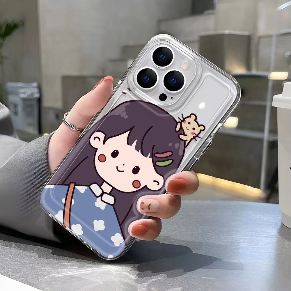 Ốp Điện Thoại Trong Suốt In Hoạt Hình Cô Gái Cho iphone 14 pro max 11 13 12 7 8 Plus X XR XSMax