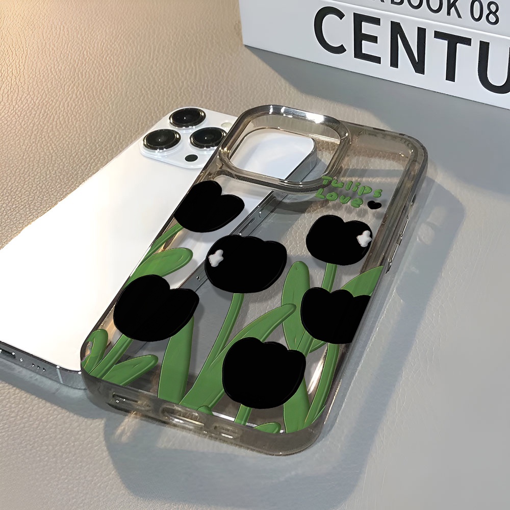 Ốp Điện Thoại Trong Suốt Họa Tiết Hoa Tulip Chống Sốc Cho iphone 14 pro max 11 13 12 7 8 Plus X XR XSMax