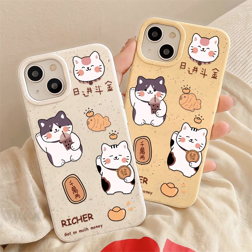 Ốp Điện Thoại Chống Sốc Hình Mèo May Mắn Cho iphone 14 pro max 11 13 12 7 8 Plus X XR XSMax