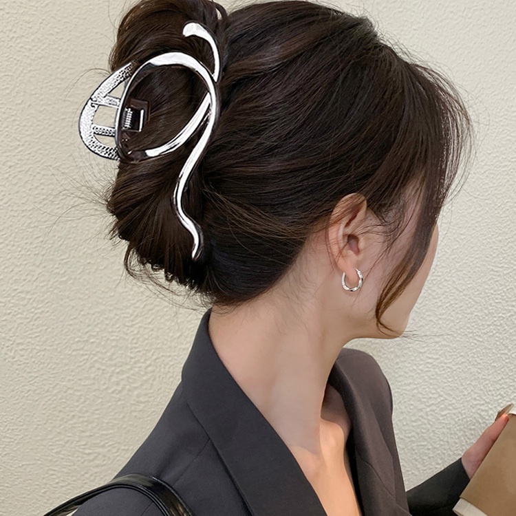 Kẹp Tóc Cá Mập Bằng Kim Loại Thiết Kế Đơn Giản Cỡ Lớn Cho Nữ