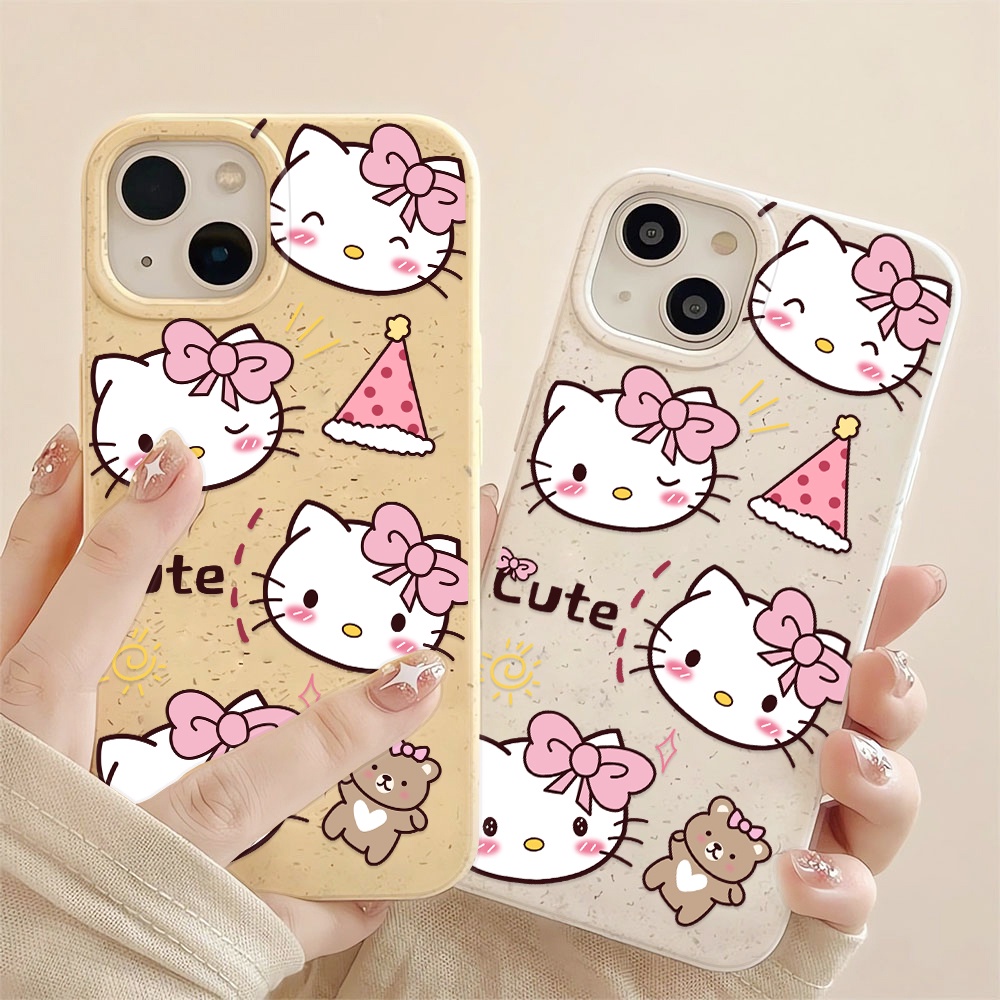 Ốp Điện Thoại Tpu In Hình Gấu hello kitty Màu Trắng Cho iphone 14promax 11 13 12 7 8 Plus X XR XSMax