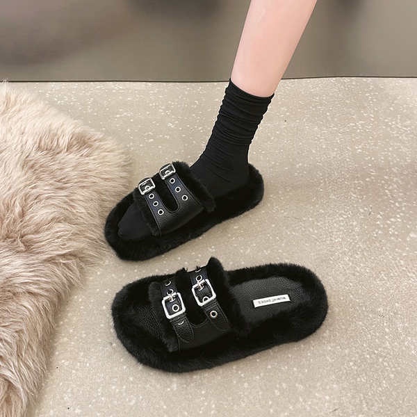 Dép Lông Xù Mềm Mại Thoải Mái Đơn Giản Cho Nữ