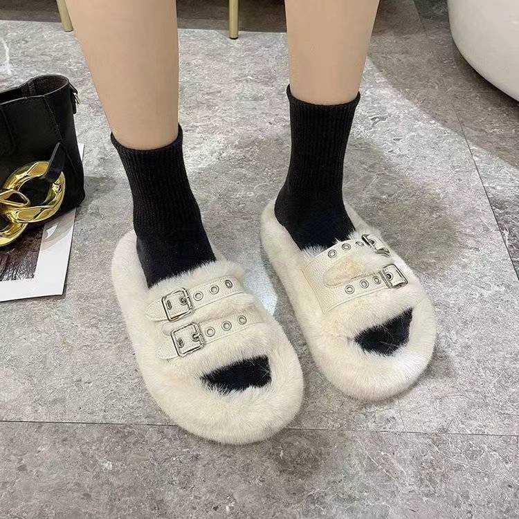 Dép Lông Xù Mềm Mại Thoải Mái Đơn Giản Cho Nữ