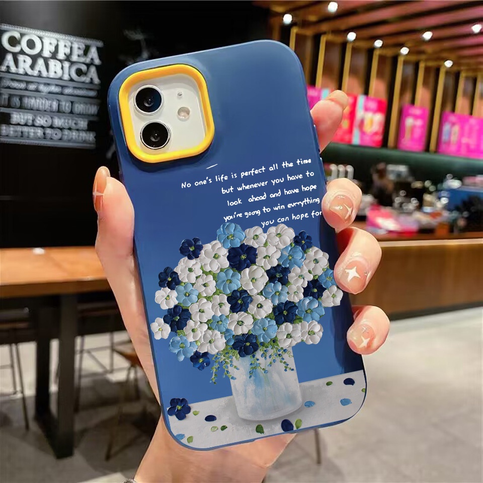 Ốp Điện Thoại silicon Dẻo Họa Tiết Lọ Hoa 3 Trong 1 Cho iPhone 14Promax 13 12 11 7Plus 7 X Xs Max XR