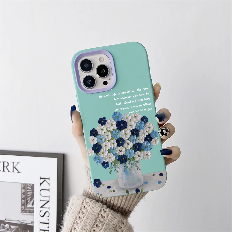 Ốp Điện Thoại silicon Dẻo Họa Tiết Lọ Hoa 3 Trong 1 Cho iPhone 14Promax 13 12 11 7Plus 7 X Xs Max XR