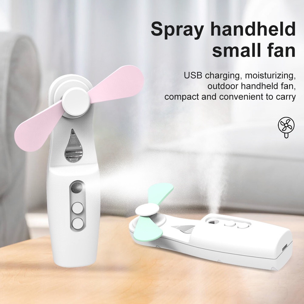 Quạt Phun Sương 2 Trong 1 Mini Cầm Tay Có Chức Năng Sạc Lại 2 Chế Độ Tiện Dụng