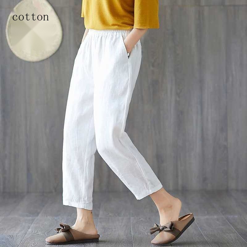 Quần Cotton Lanh Mỏng Ống Túm Rộng Thời Trang Hàn Quốc Mới 2023 Cho Nữ