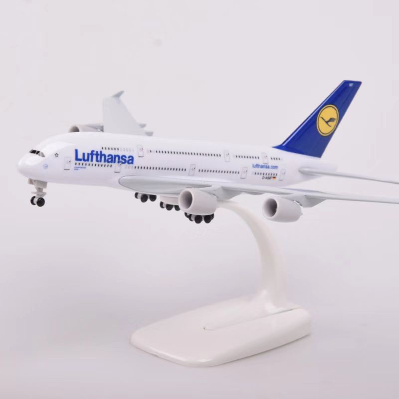 Mô Hình Máy Bay Air Lufthansa AIRBUS 380 A380 Air Lufthansa Bằng Kim Loại Hợp Kim 18*20Cm Mô Hình Máy Bay Diecast Air 00