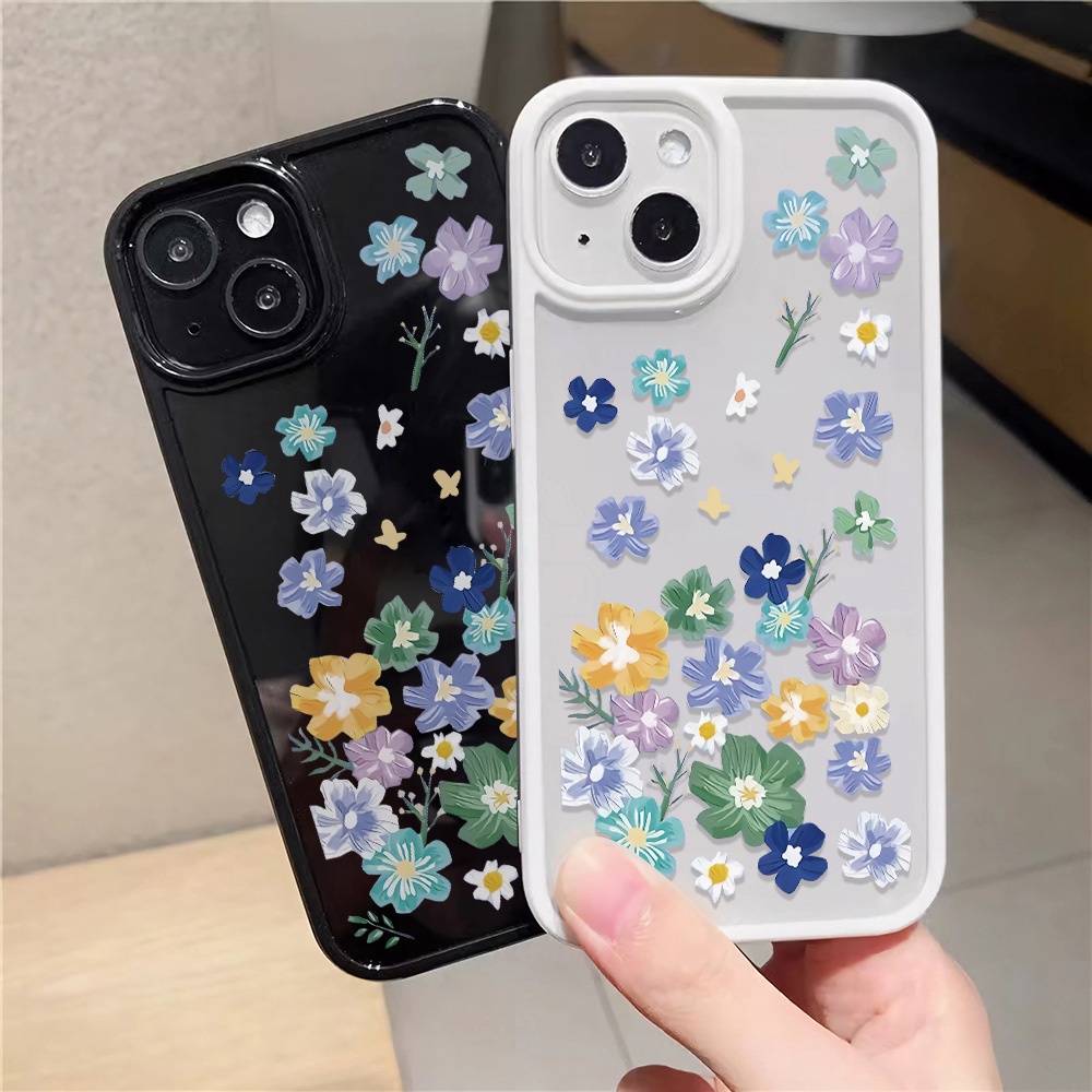 Ốp Điện Thoại Nhựa Acrylic Cứng Trong Suốt Hình Hoa Nhiều Màu Cho iphone 14 pro Max 11 13 12 7Plus 8 X XS Max