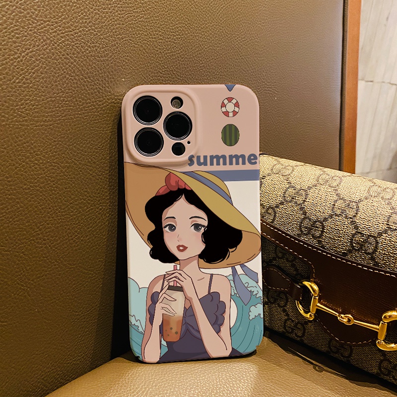 Ốp Điện Thoại Cứng In Hình Cô Gái Đi Biển Cho iphone 14promax 11 13 12 7Plus 8 X XS Max