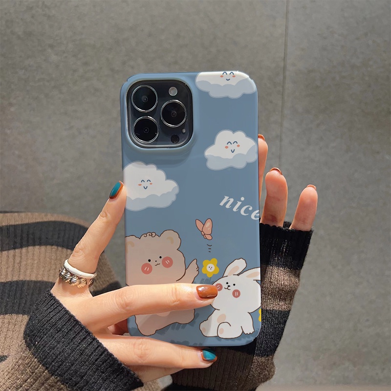 Ốp Điện Thoại Cứng Chống Sốc In Hình Gấu Thỏ Dễ Thương Cho iphone 14 pro Max 11 13 12 7Plus 8 X XS Max