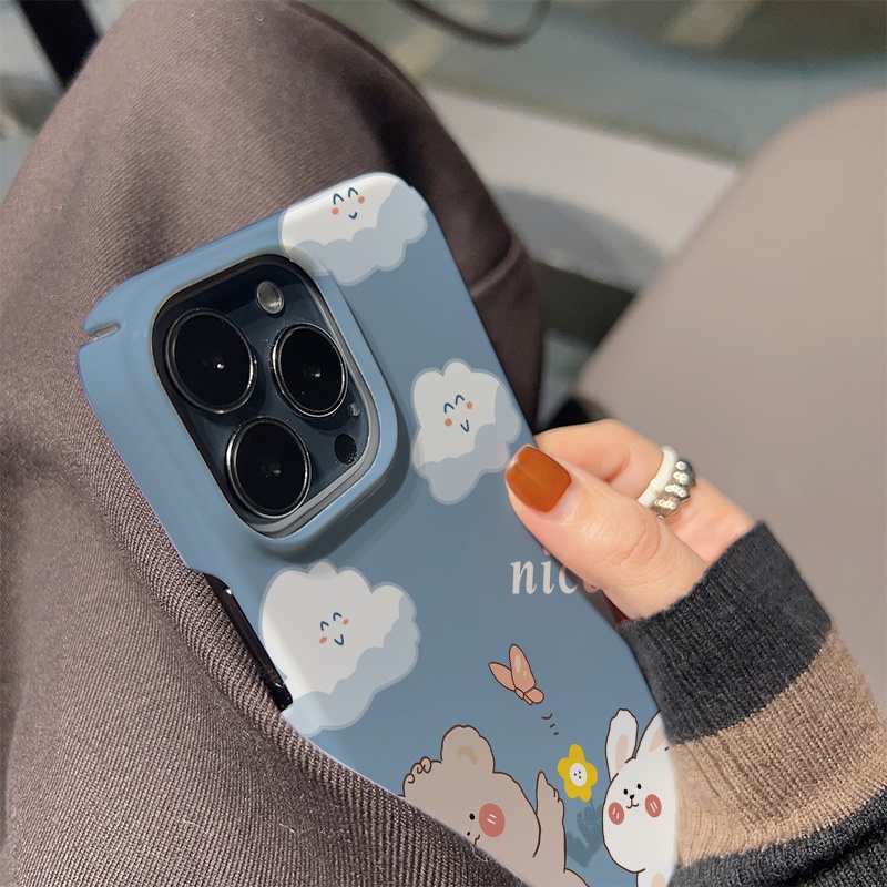 Ốp Điện Thoại Cứng Chống Sốc In Hình Gấu Thỏ Dễ Thương Cho iphone 14 pro Max 11 13 12 7Plus 8 X XS Max
