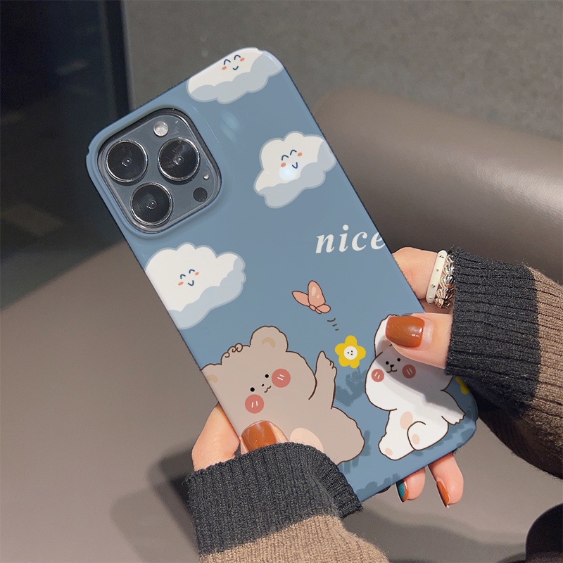 Ốp Điện Thoại Cứng Chống Sốc In Hình Gấu Thỏ Dễ Thương Cho iphone 14 pro Max 11 13 12 7Plus 8 X XS Max