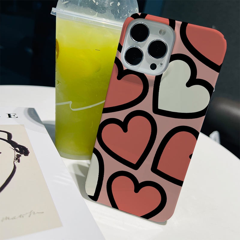 Ốp Điện Thoại Cứng Chống Sốc Họa Tiết Trái Tim Dễ Thương Cho iphone 14 pro Max 11 13 12 7Plus 8 X XS Max