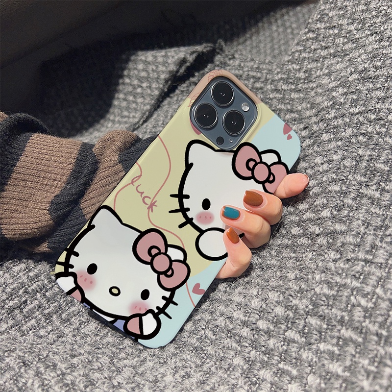 Ốp Điện Thoại Cứng Chống Sốc In Hình Mèo Hello Kitty Cho iphone 14 pro Max 11 13 12 7Plus 8 X XS Max