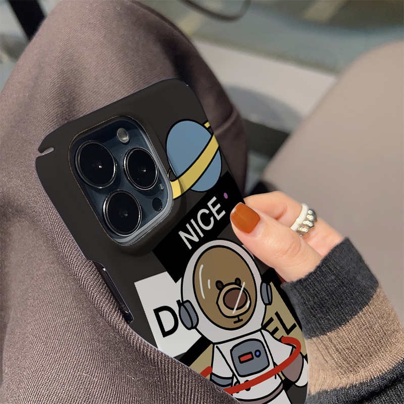 Ốp Điện Thoại Cứng Chống Sốc In Hình Gấu Phi Hành Gia Cho iphone 14 pro Max 11 13 12 7Plus 8 X XS Max