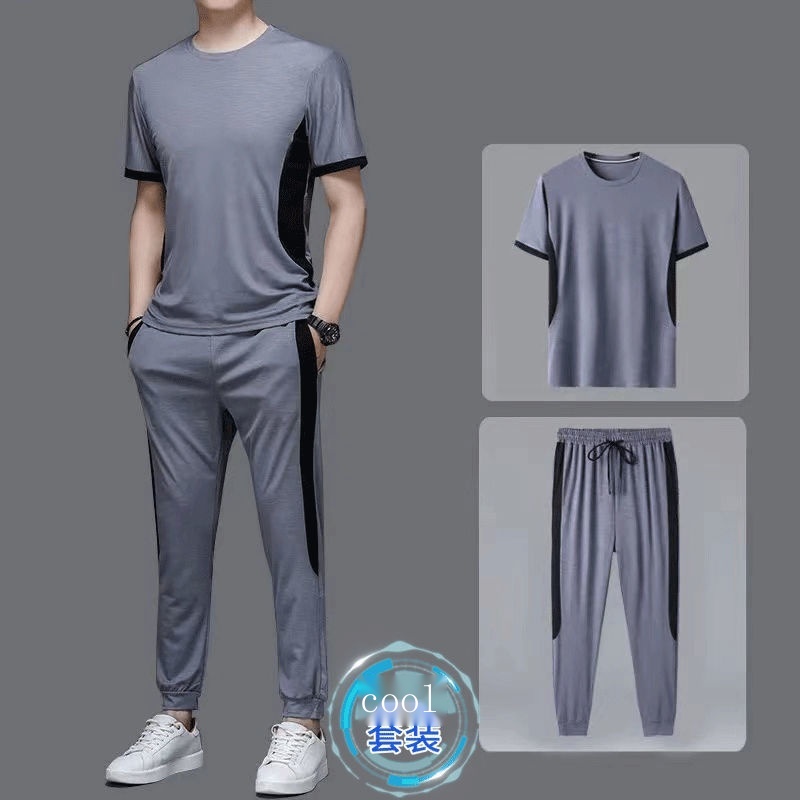 Bộ Đồ Thể Thao Áo Thun Tay Ngắn Phối Quần Dài Dáng Rộng Thời Trang Mùa Hè Cho Nam