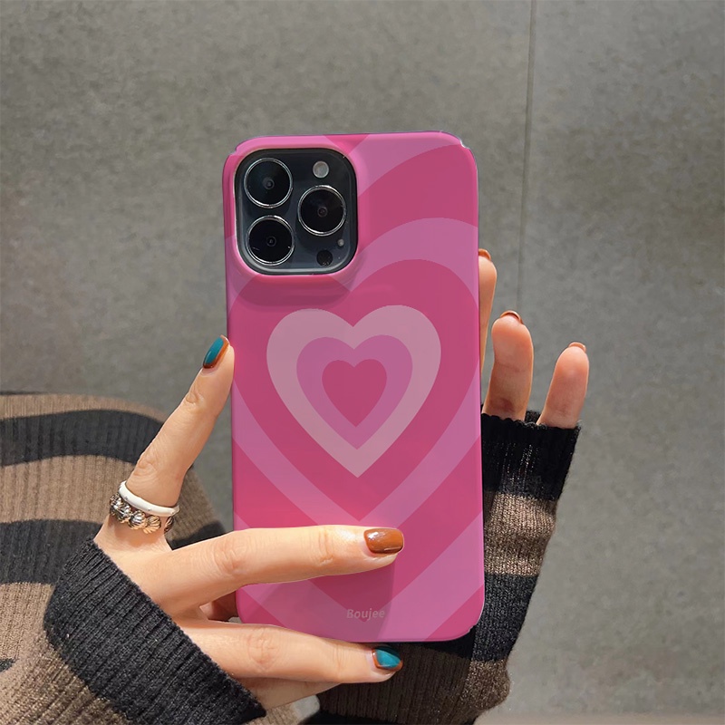 Ốp Điện Thoại Cứng Họa Tiết Trái Tim Màu Đỏ / Hồng Thời Trang Chống Sốc Cho iphone 14 pro Max 11 13 12 7Plus 8 X XS Max