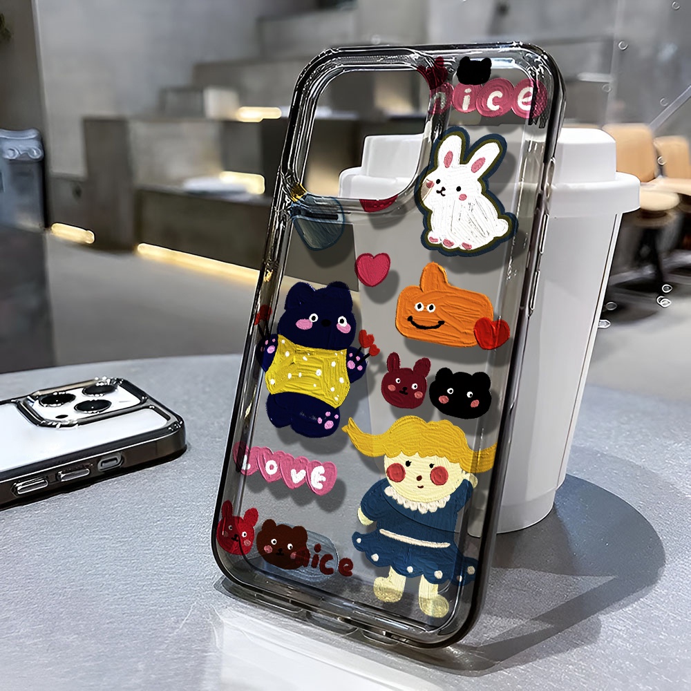 Ốp Điện Thoại Trong Suốt Chống Sốc In Hình Thỏ Cho iphone 14 pro max 11 13 12 7 8 Plus X XR XSMax