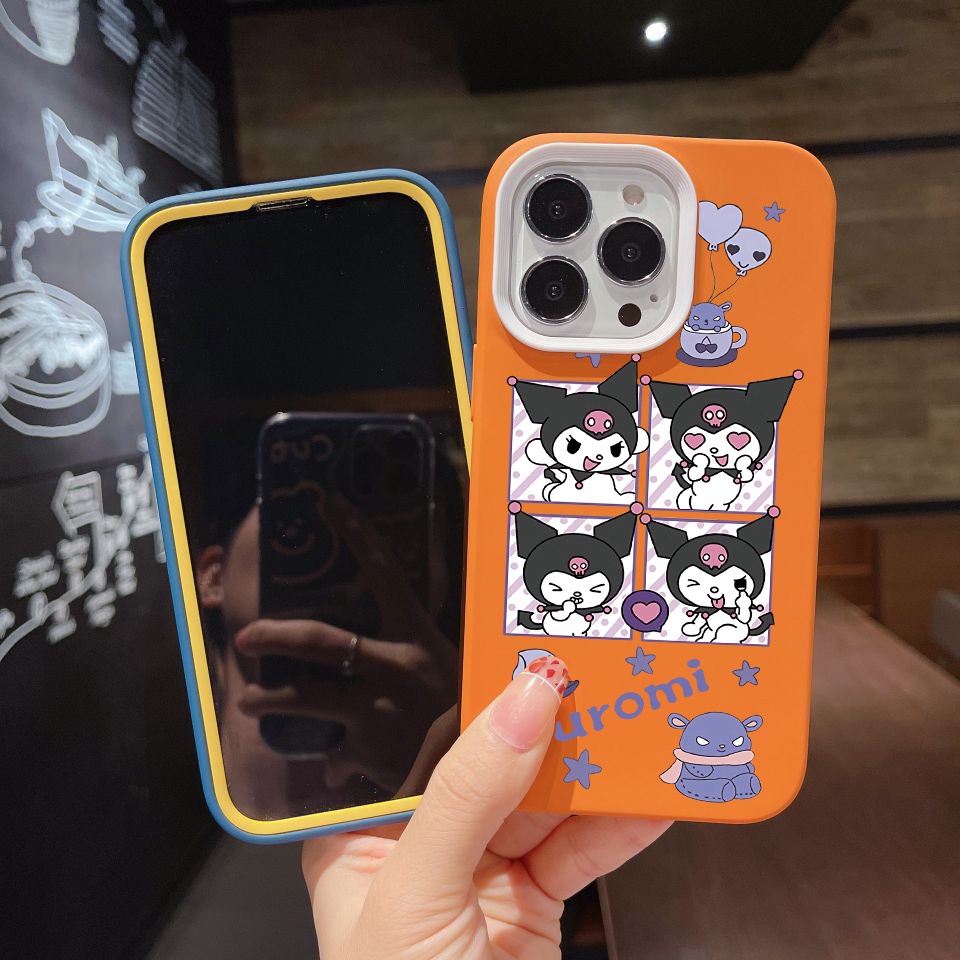 Ốp Điện Thoại silicon Dẻo 3 Trong 1 Hình kuromi Cho iPhone 14Promax 13 12 11 7Plus X XR 7 8 Hộp Đựng Đồ Dùng Cao Cấp Tiện Dụng