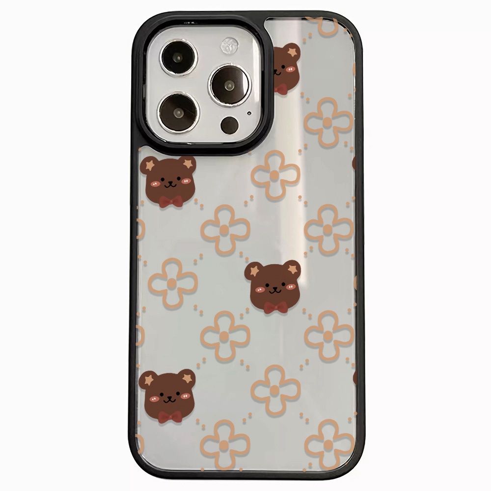 Ốp Điện Thoại Nhựa Acrylic Cứng Trong Suốt Hình Gấu Và Hoa Cho iphone 14 pro Max 11 13 12 7Plus 8 X XS Max