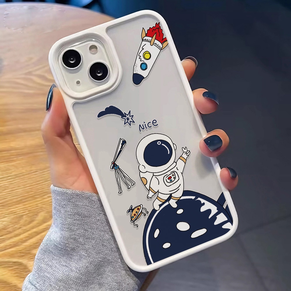 Ốp Điện Thoại Nhựa Acrylic Cứng Trong Suốt Hình Phi Hành Gia Cho iphone 14 pro Max 11 13 12 7Plus 8 X XS Max