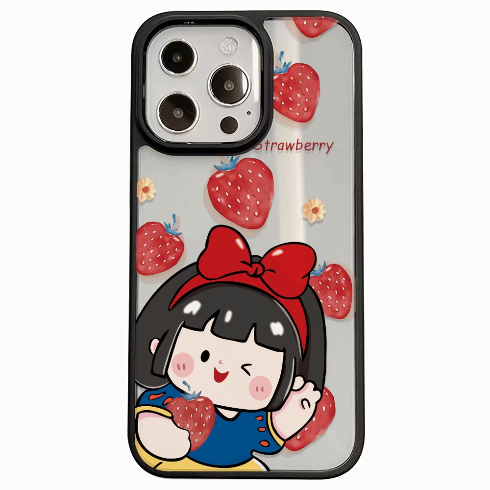 Ốp Điện Thoại Nhựa Acrylic Cứng Trong Suốt In Hình Công Chúa Dâu Tây Cho iphone 14 pro Max 11 13 12 7 Plus 8 X XS Max