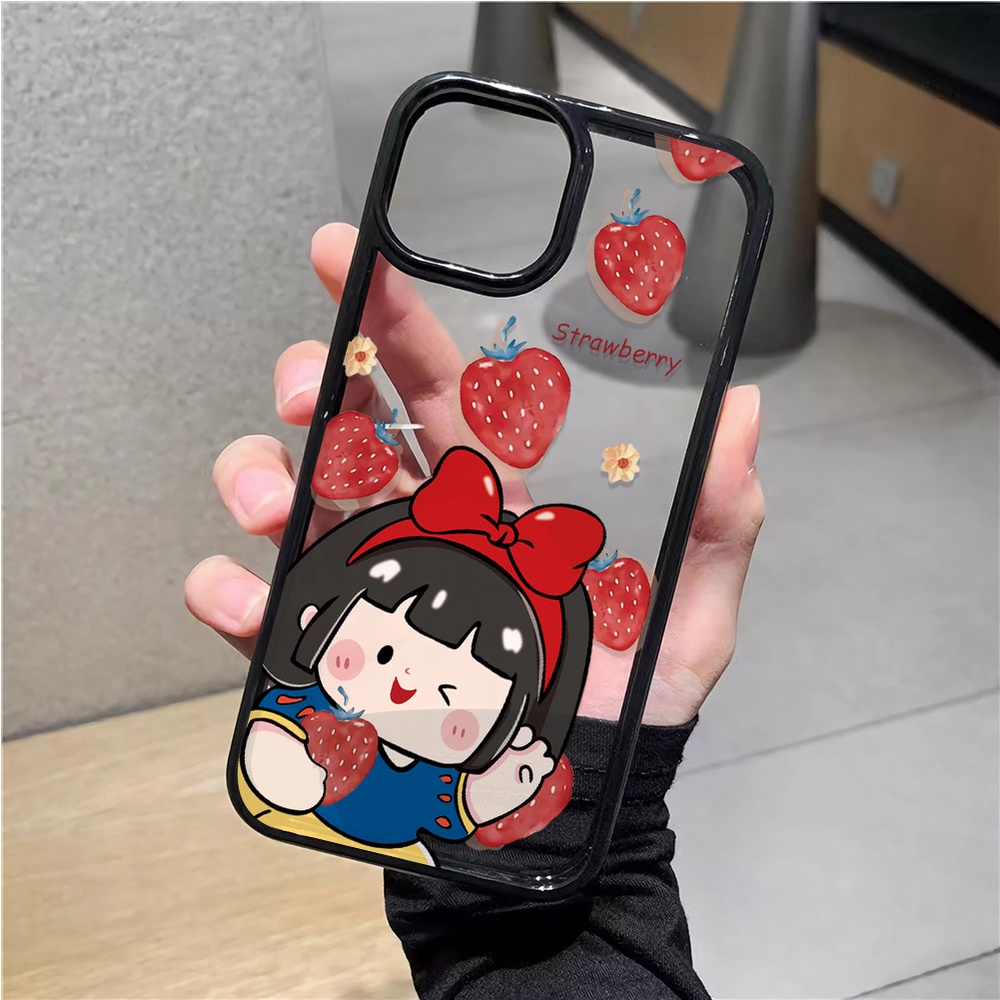 Ốp Điện Thoại Nhựa Acrylic Cứng Trong Suốt In Hình Công Chúa Dâu Tây Cho iphone 14 pro Max 11 13 12 7 Plus 8 X XS Max