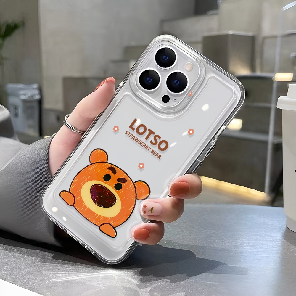 Ốp Điện Thoại Trong Suốt Họa Tiết Gấu Strawberry Lotso Dễ Thương Cho iphone 14 pro max 11 13 12 7 8 Plus X XR XSMax