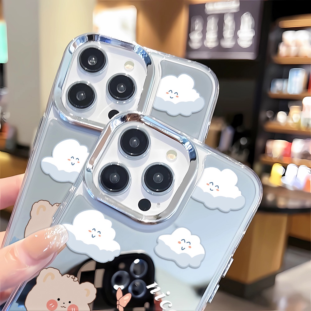 Ốp Điện Thoại Tráng Gương Họa Tiết Gấu / Thỏ Cho iphone 14 pro max 11 12 13 8 7 Plus X XR XSMax