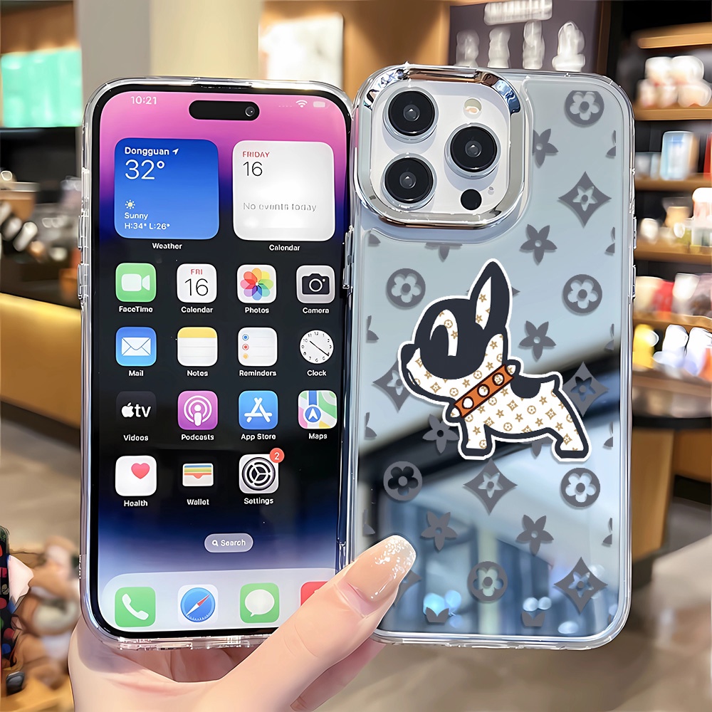 Ốp Điện Thoại Tpu In Hình Chó Hoạt Hình Mặt Gương Cho iphone 14 pro max 11 12 13 8 7 Plus X XR XSMax